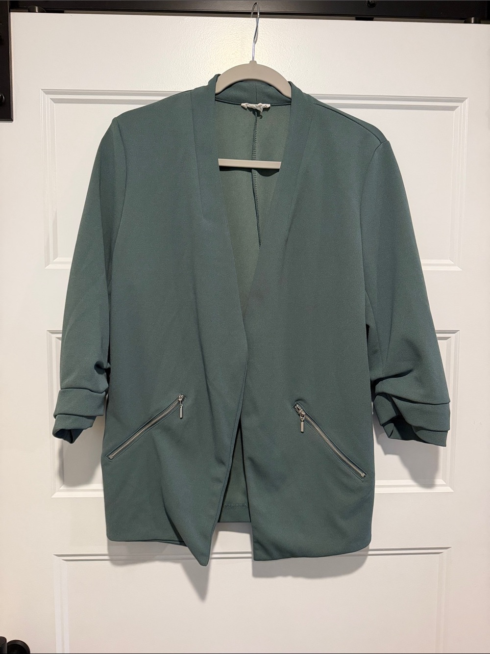 Maurices Open-Front Blazer Jacket in Teal Green